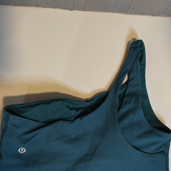 Lululemon Ribbed Nulu Asymmetrical Yoga Bra Storm Teal Size 8 - Picture 2 of 2